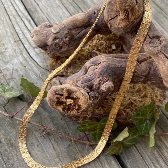 Classic Gold Textured Herringbone Necklace - Women's Jewelry - Picture 16 of 16